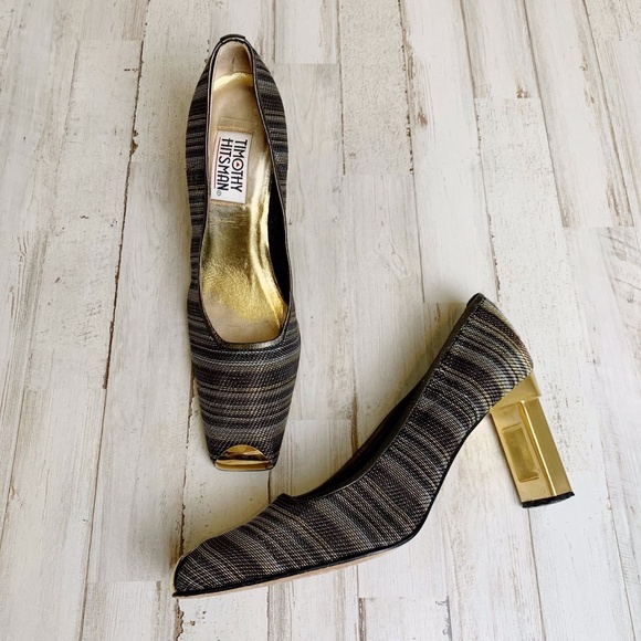 Timothy Hitsman Shoes - Timothy Hitsman | Vintage Mixed Metal Metallic Pumps w/ Gold Statement Heel 8
